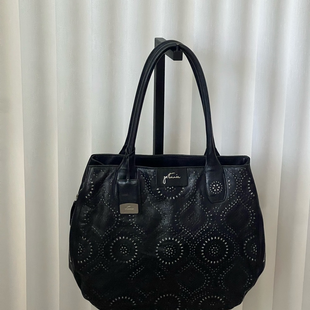 EUC PETUNIA XL TRANSATLANTIC LEATHER LASER CUT TOTE BAG